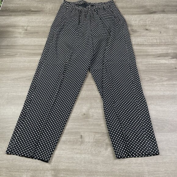 Vintage Oh Mamma Designs Womens Pants Size Medium Black With White Polka Dots - Picture 2 of 11